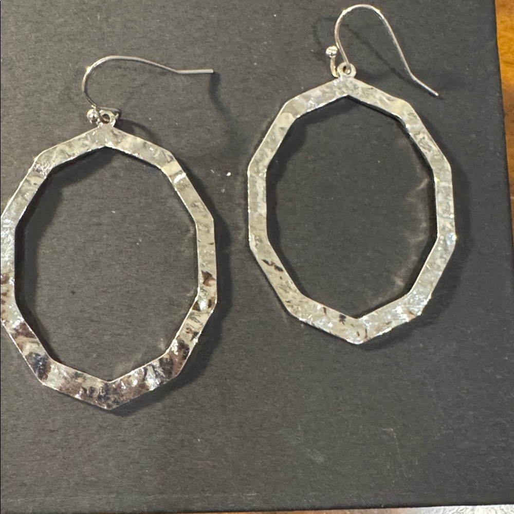 Textured Silver Dangle Earrings